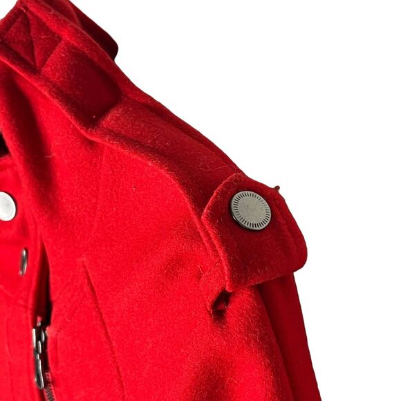 Soft Surroundings Size Small Coat Wool Blend Jacket Zip Front Moto Pockets Red - Picture 4 of 9